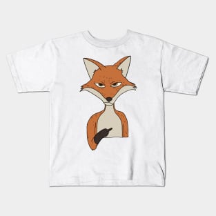 Grumpy Fox Holding Middle Finger Kids T-Shirt